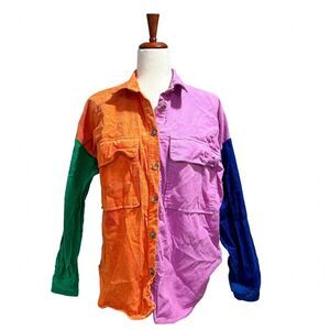Vici XS‎ Extra Small Women's Color-block Corduroy Shacket Multicolor Shirt Boho